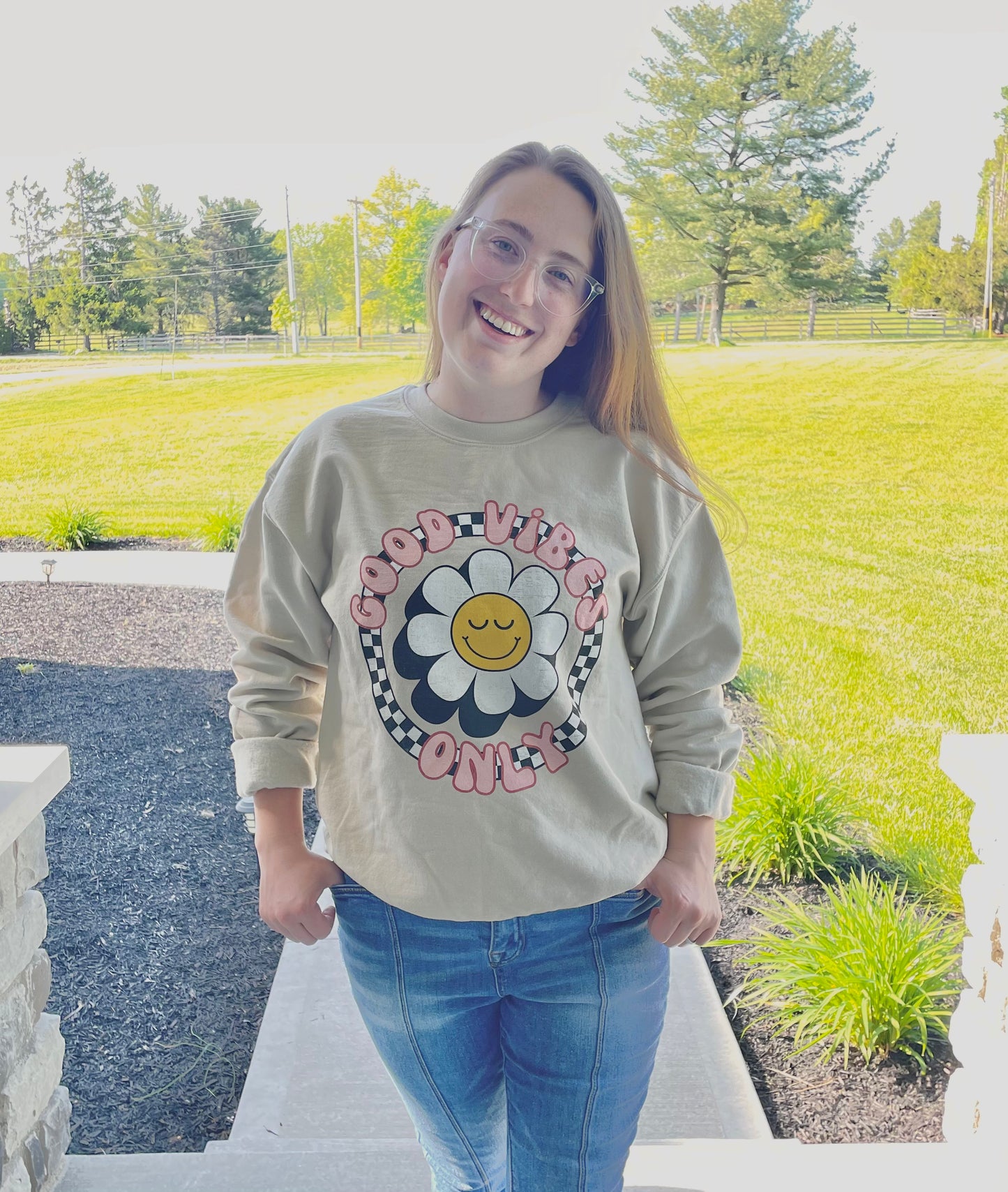 Retro Good Vibes Only Crewneck Sweatshirt