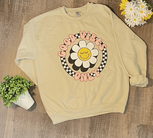 Retro Good Vibes Only Crewneck Sweatshirt