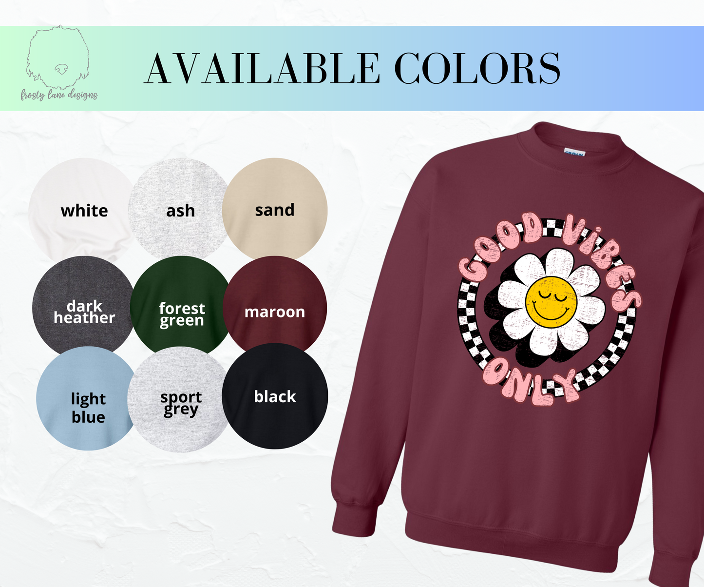 Retro Good Vibes Only Crewneck Sweatshirt