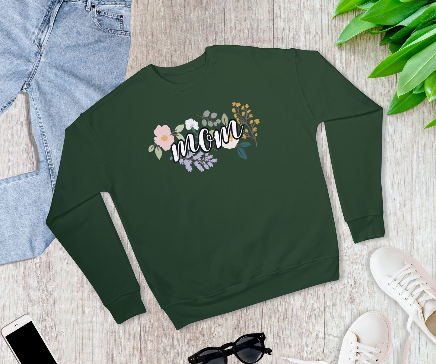 Mom Floral Crewneck Sweatshirt