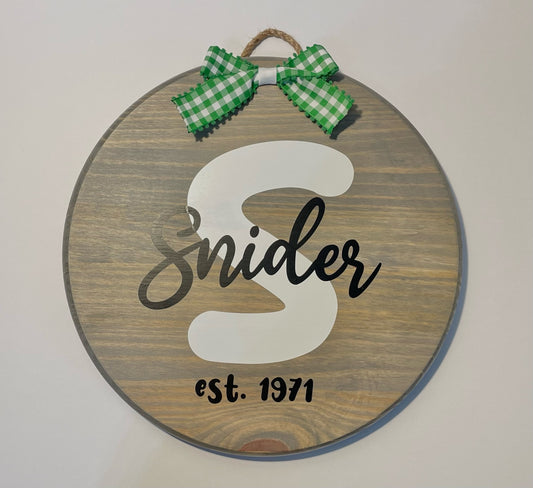 Monogram Round Sign